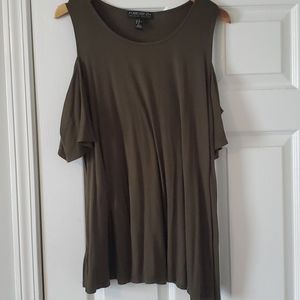 Olive green cold shoulder top